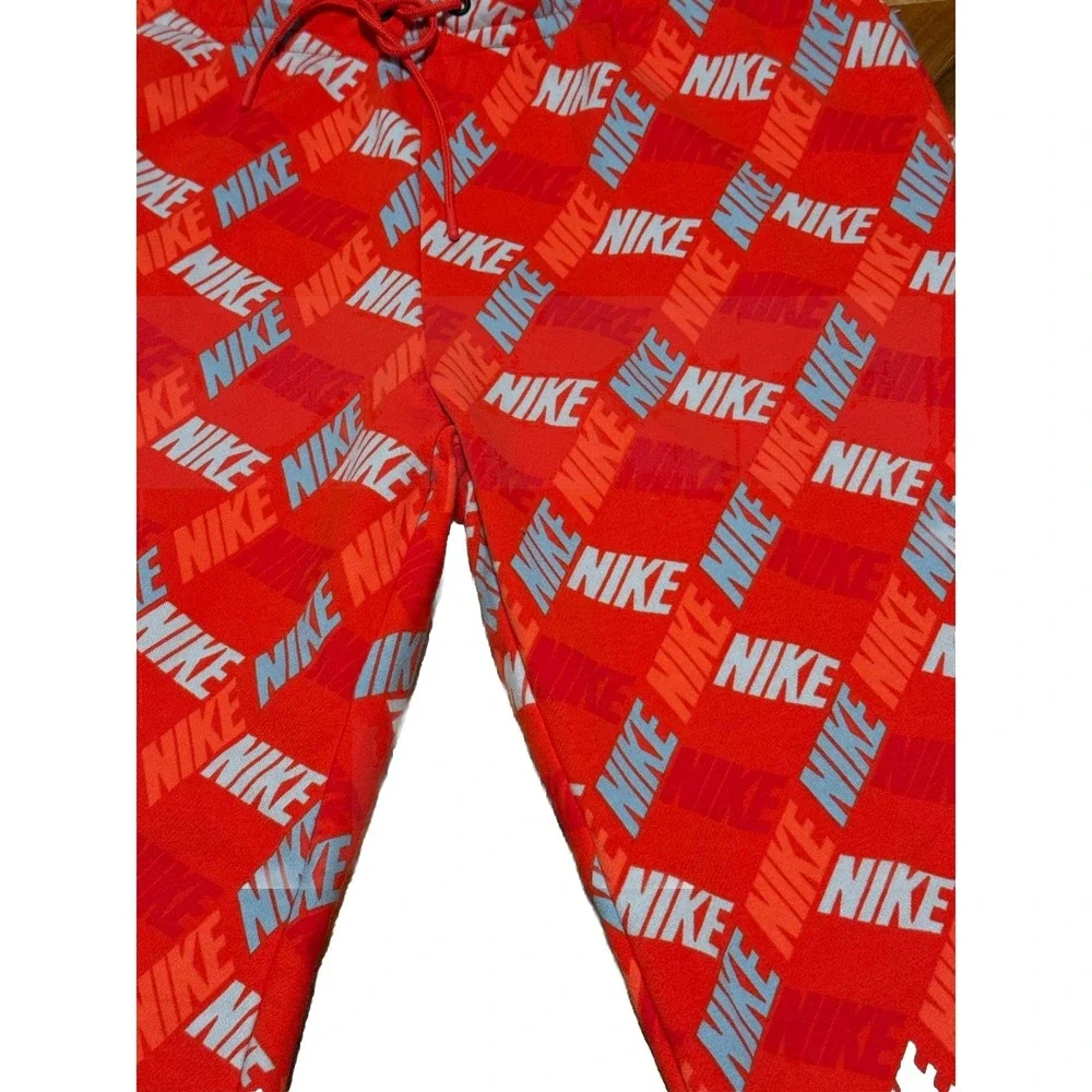 Nike Womens Essentials Pullover Hoodie Sz XL Red All Over Logo‎ Print DV0029 AOP